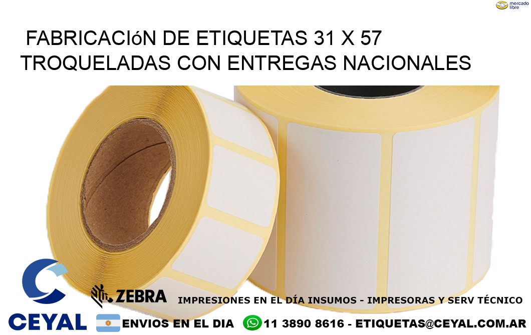 Fabricación de etiquetas 31 x 57 troqueladas con entregas nacionales