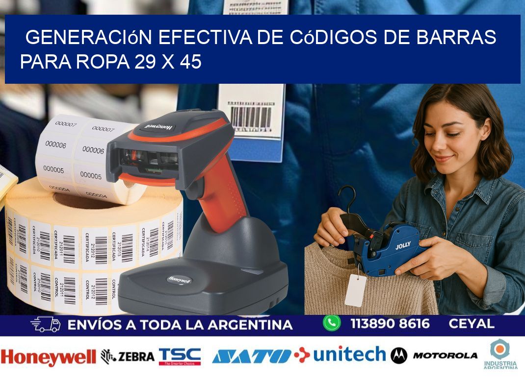 Generación Efectiva de Códigos de Barras para Ropa 29 x 45