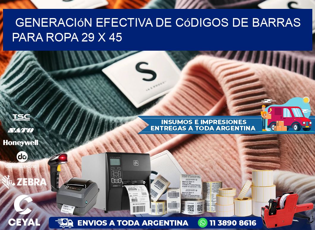 Generación Efectiva de Códigos de Barras para Ropa 29 x 45
