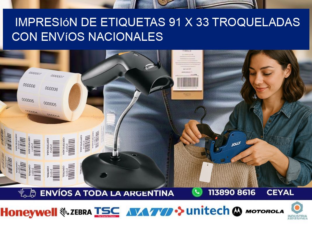 Impresión de etiquetas 91 x 33 troqueladas con envíos nacionales