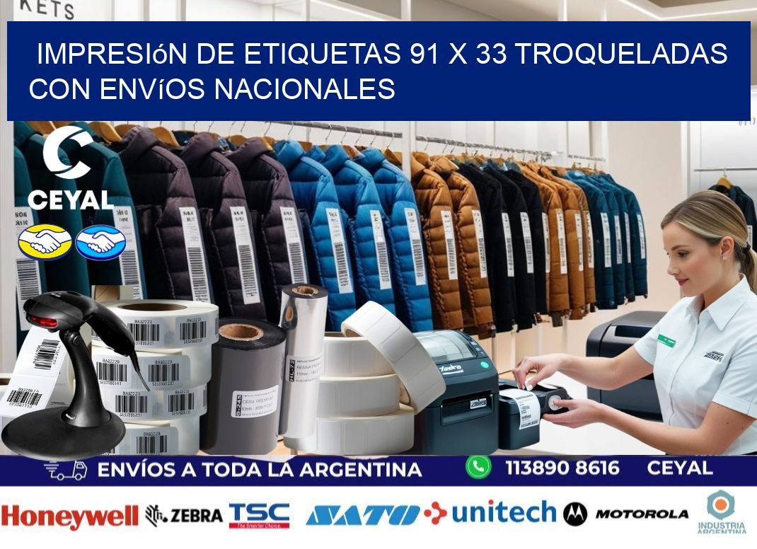 Impresión de etiquetas 91 x 33 troqueladas con envíos nacionales