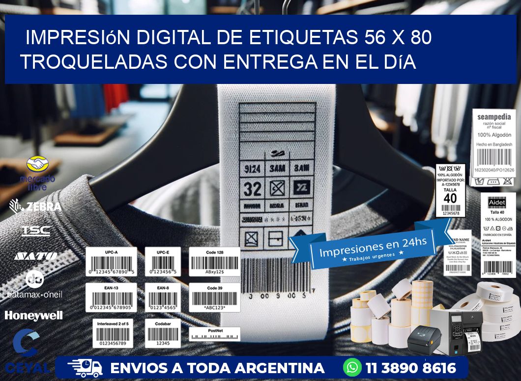 Impresión digital de etiquetas 56 x 80 troqueladas con entrega en el día