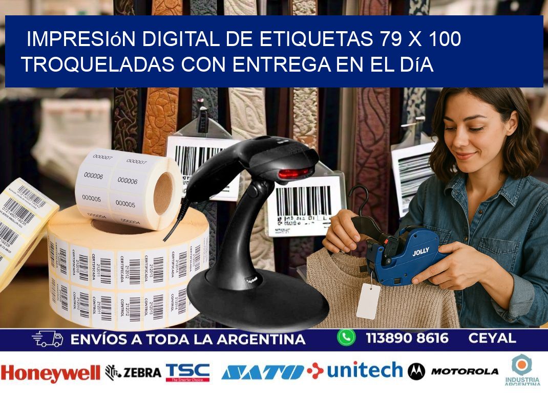 Impresión digital de etiquetas 79 x 100 troqueladas con entrega en el día