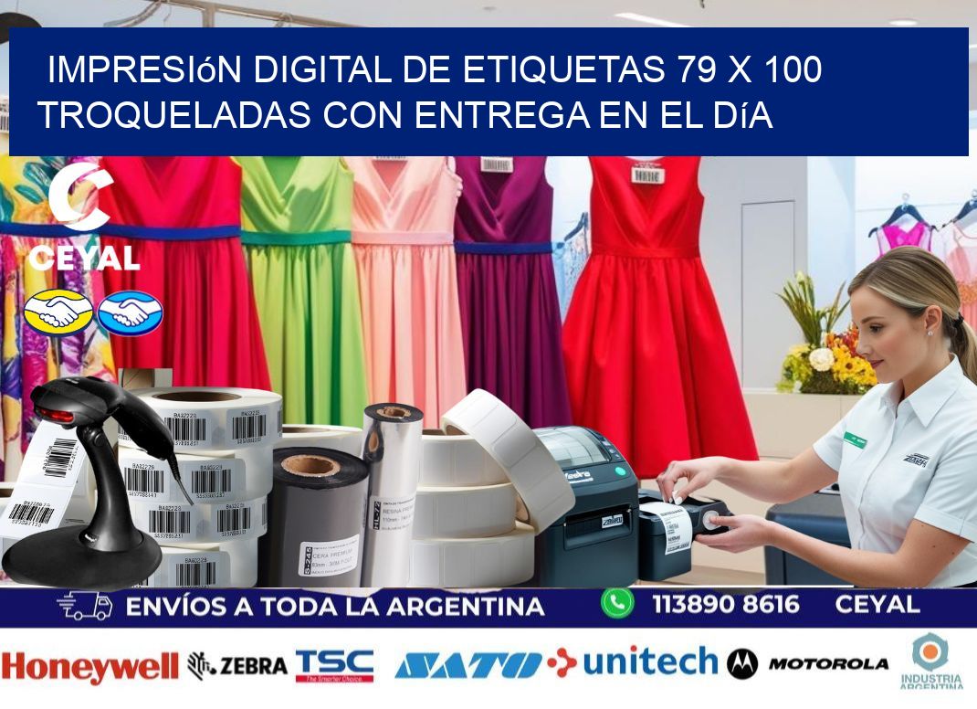 Impresión digital de etiquetas 79 x 100 troqueladas con entrega en el día