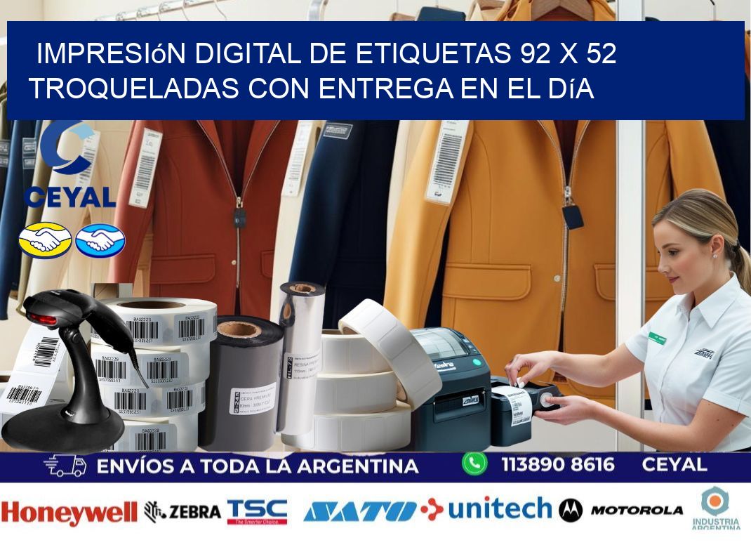 Impresión digital de etiquetas 92 x 52 troqueladas con entrega en el día