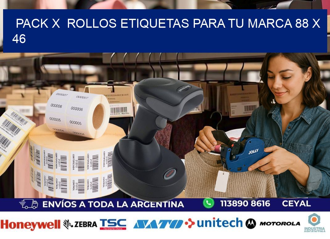 Pack X  Rollos Etiquetas para tu marca 88 x 46
