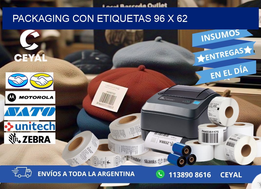 Packaging con etiquetas 96 x 62