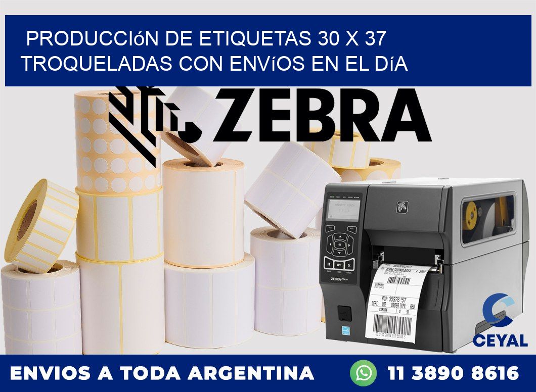 Producción de etiquetas 30 x 37 troqueladas con envíos en el día