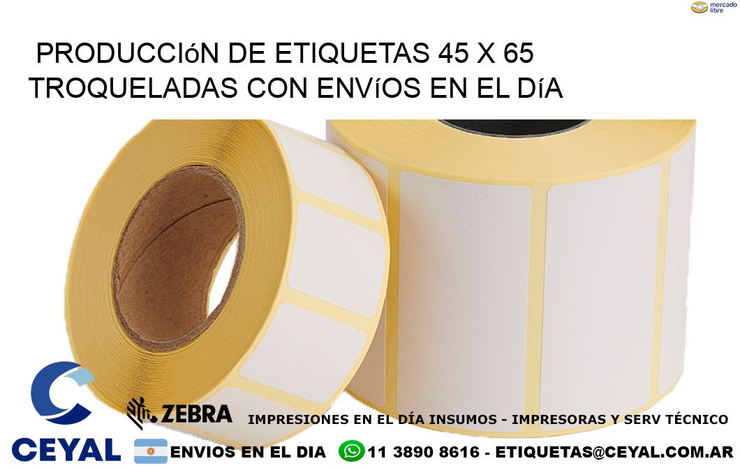 Producción de etiquetas 45 x 65 troqueladas con envíos en el día