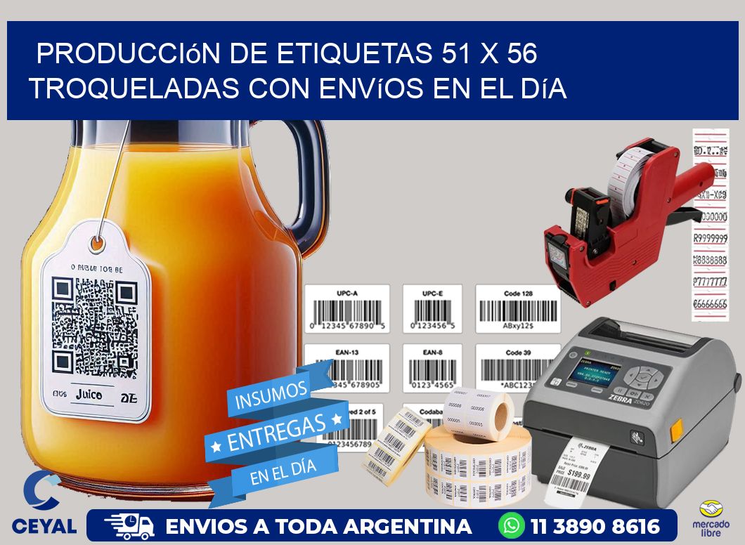 Producción de etiquetas 51 x 56 troqueladas con envíos en el día