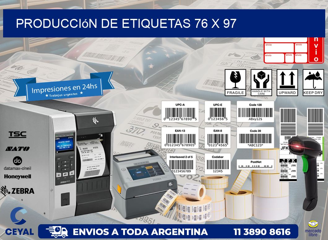 Producción de etiquetas 76 x 97