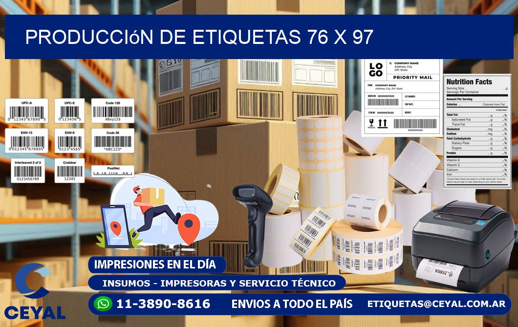 Producción de etiquetas 76 x 97