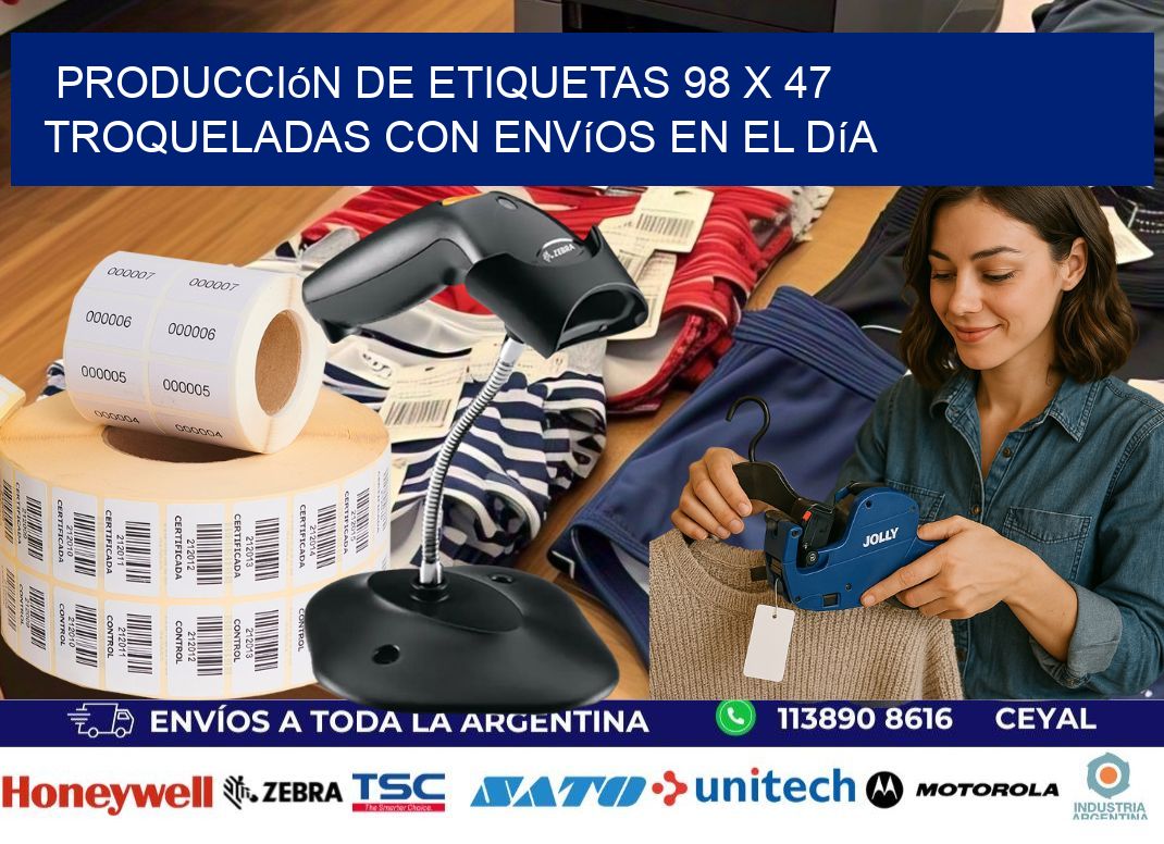 Producción de etiquetas 98 x 47 troqueladas con envíos en el día