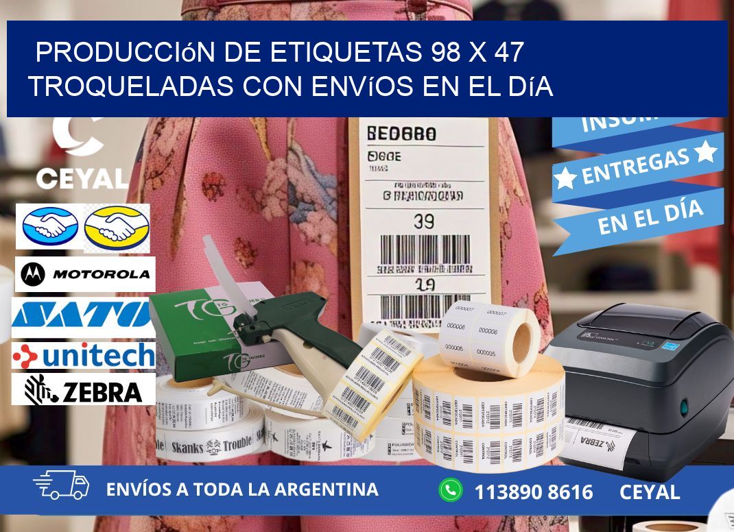 Producción de etiquetas 98 x 47 troqueladas con envíos en el día