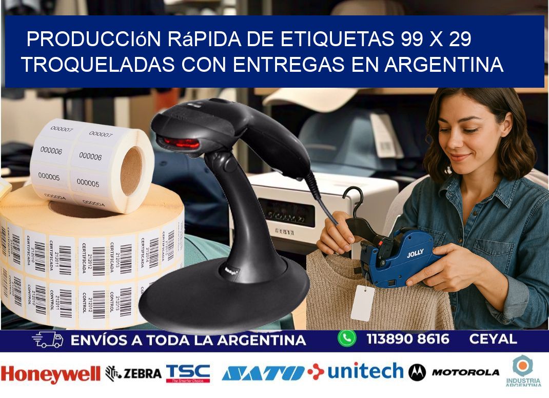 Producción rápida de etiquetas 99 x 29 troqueladas con entregas en Argentina
