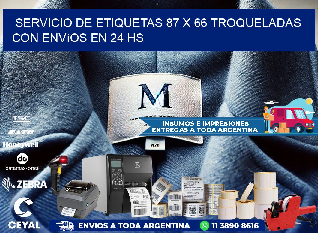 Servicio de etiquetas 87 x 66 troqueladas con envíos en 24 hs