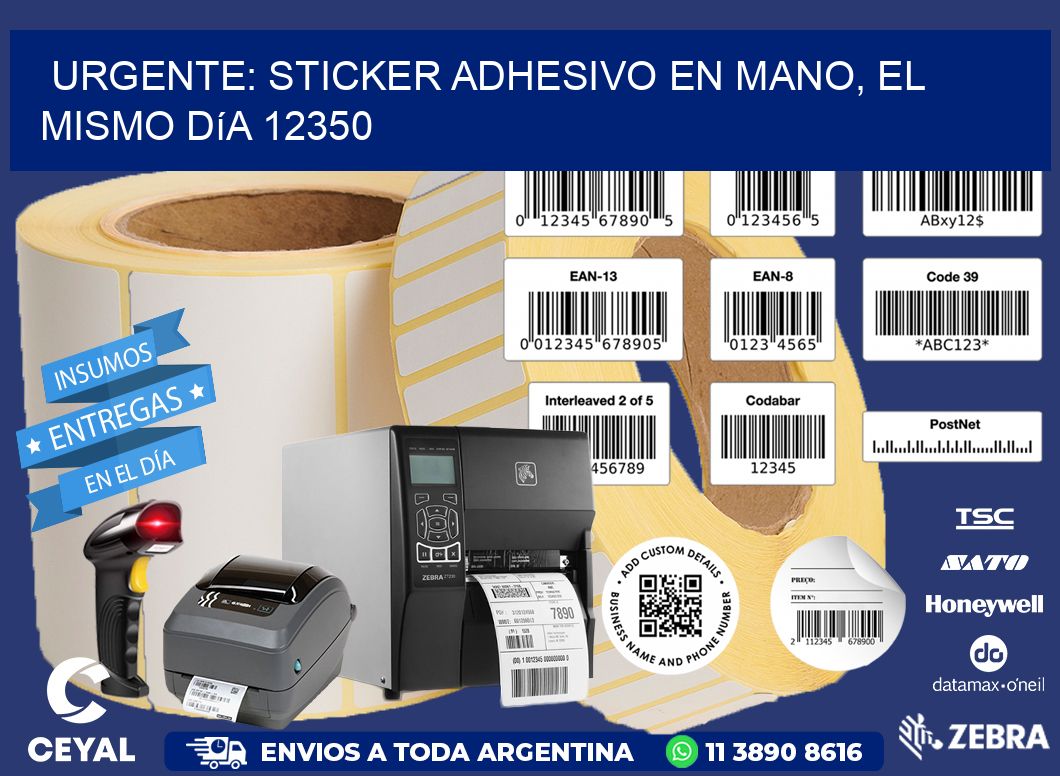 Urgente: Sticker adhesivo en Mano, el Mismo Día 12350