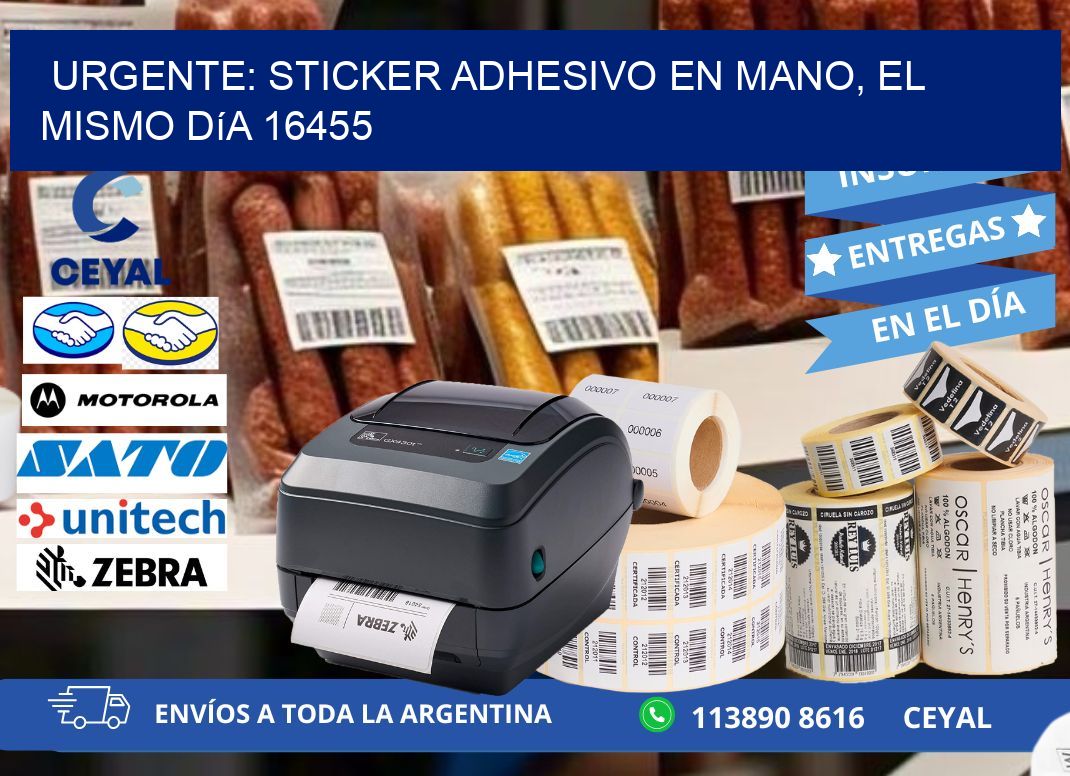 Urgente: Sticker adhesivo en Mano, el Mismo Día 16455