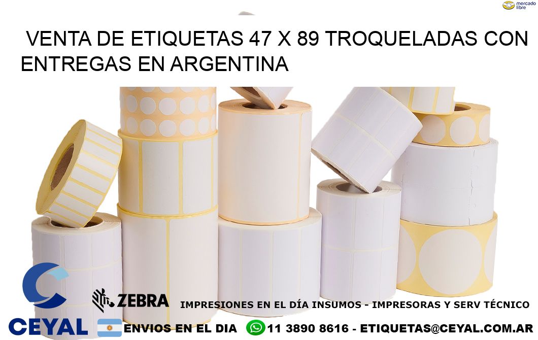 Venta de etiquetas 47 x 89 troqueladas con entregas en Argentina
