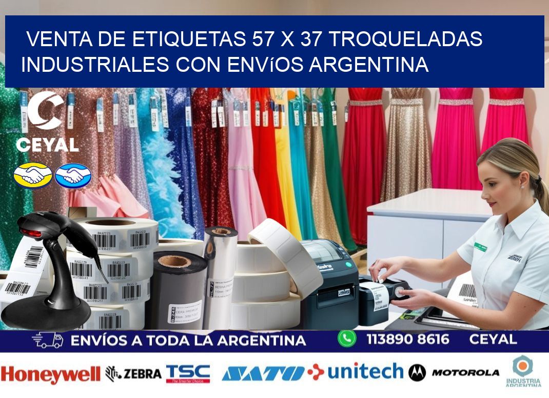 Venta de etiquetas 57 x 37 troqueladas industriales con envíos Argentina