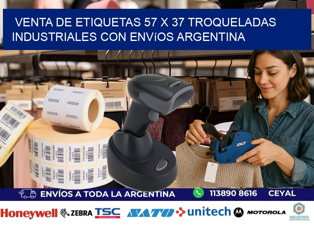 Venta de etiquetas 57 x 37 troqueladas industriales con envíos Argentina