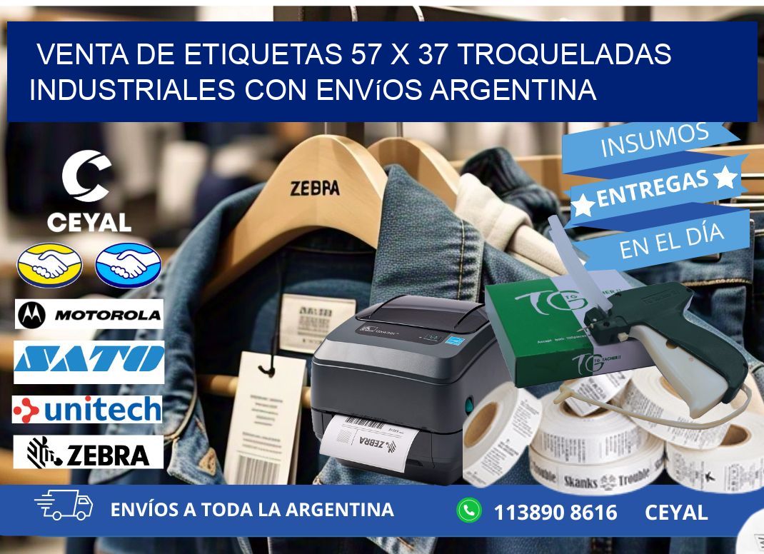 Venta de etiquetas 57 x 37 troqueladas industriales con envíos Argentina