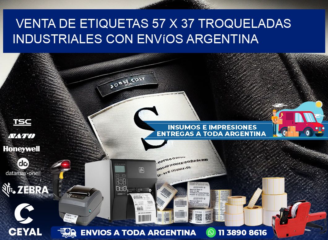 Venta de etiquetas 57 x 37 troqueladas industriales con envíos Argentina