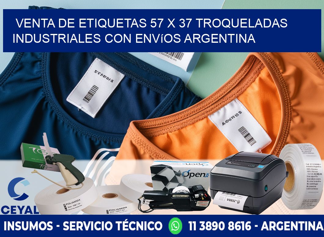 Venta de etiquetas 57 x 37 troqueladas industriales con envíos Argentina
