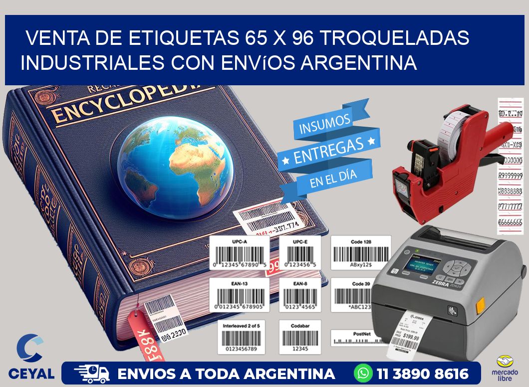 Venta de etiquetas 65 x 96 troqueladas industriales con envíos Argentina