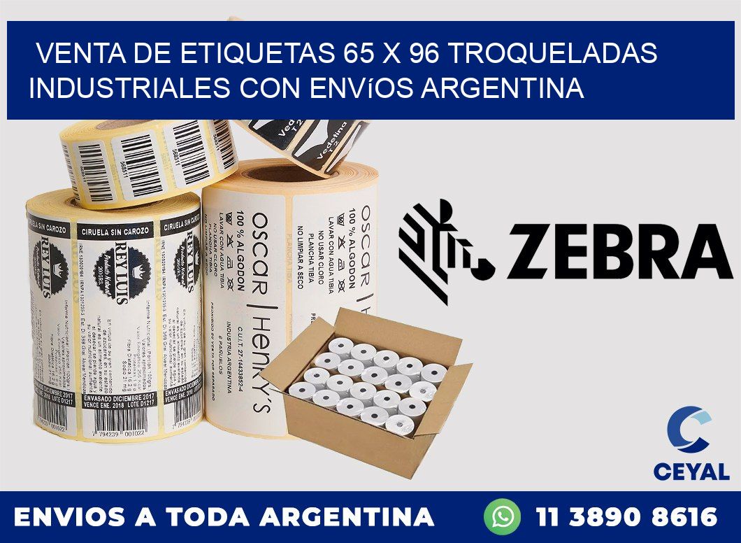 Venta de etiquetas 65 x 96 troqueladas industriales con envíos Argentina