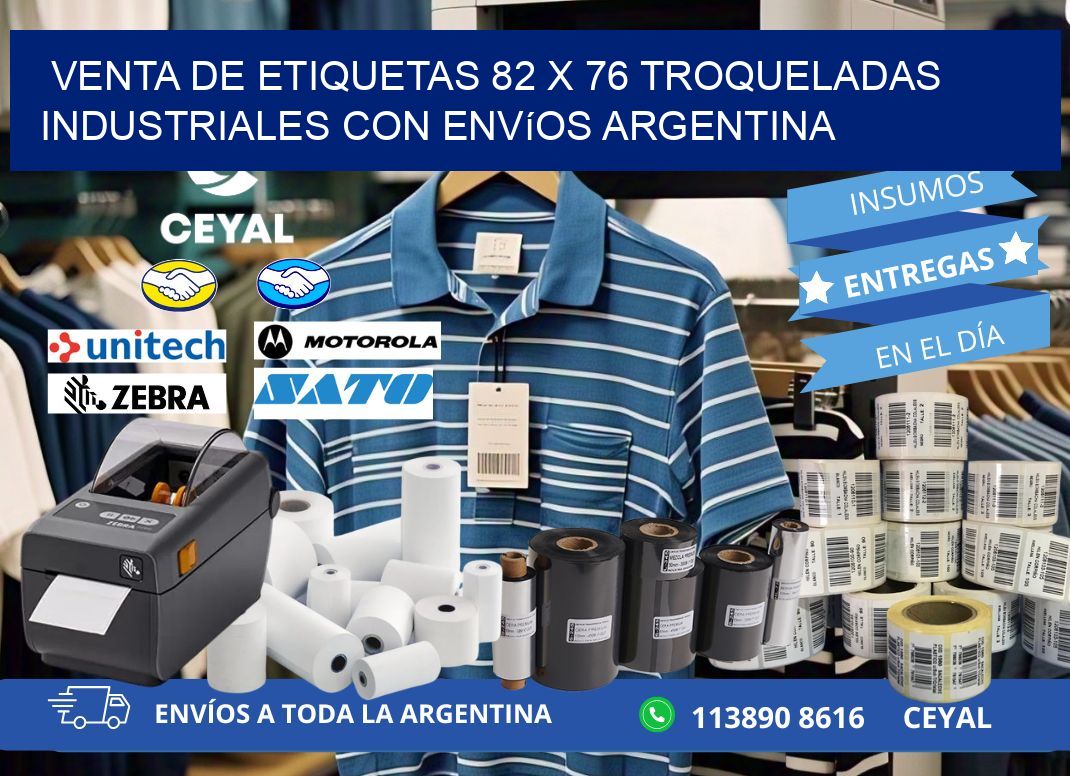 Venta de etiquetas 82 x 76 troqueladas industriales con envíos Argentina
