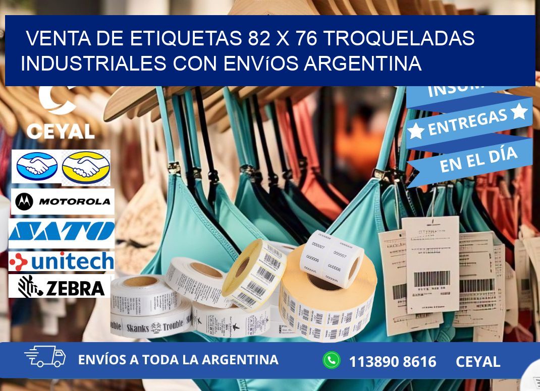 Venta de etiquetas 82 x 76 troqueladas industriales con envíos Argentina