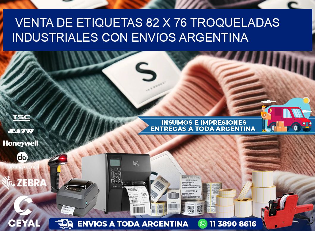 Venta de etiquetas 82 x 76 troqueladas industriales con envíos Argentina