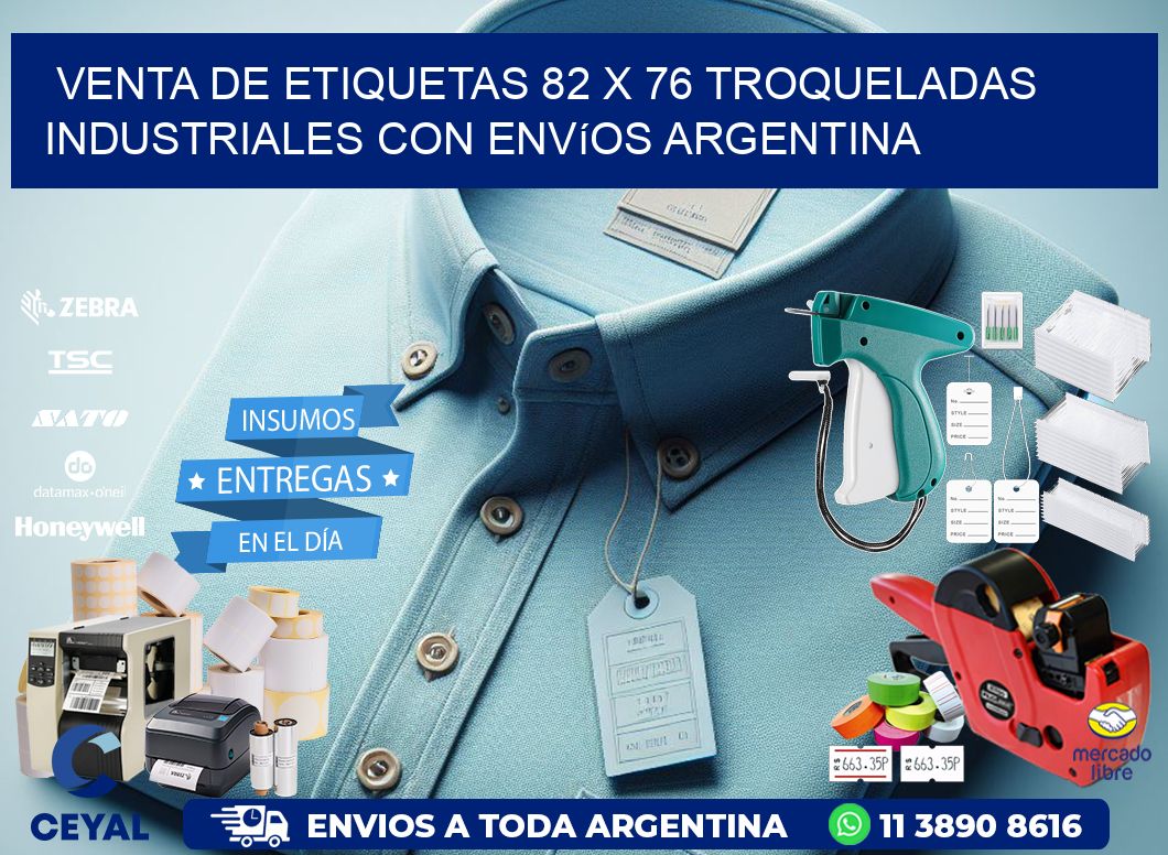 Venta de etiquetas 82 x 76 troqueladas industriales con envíos Argentina