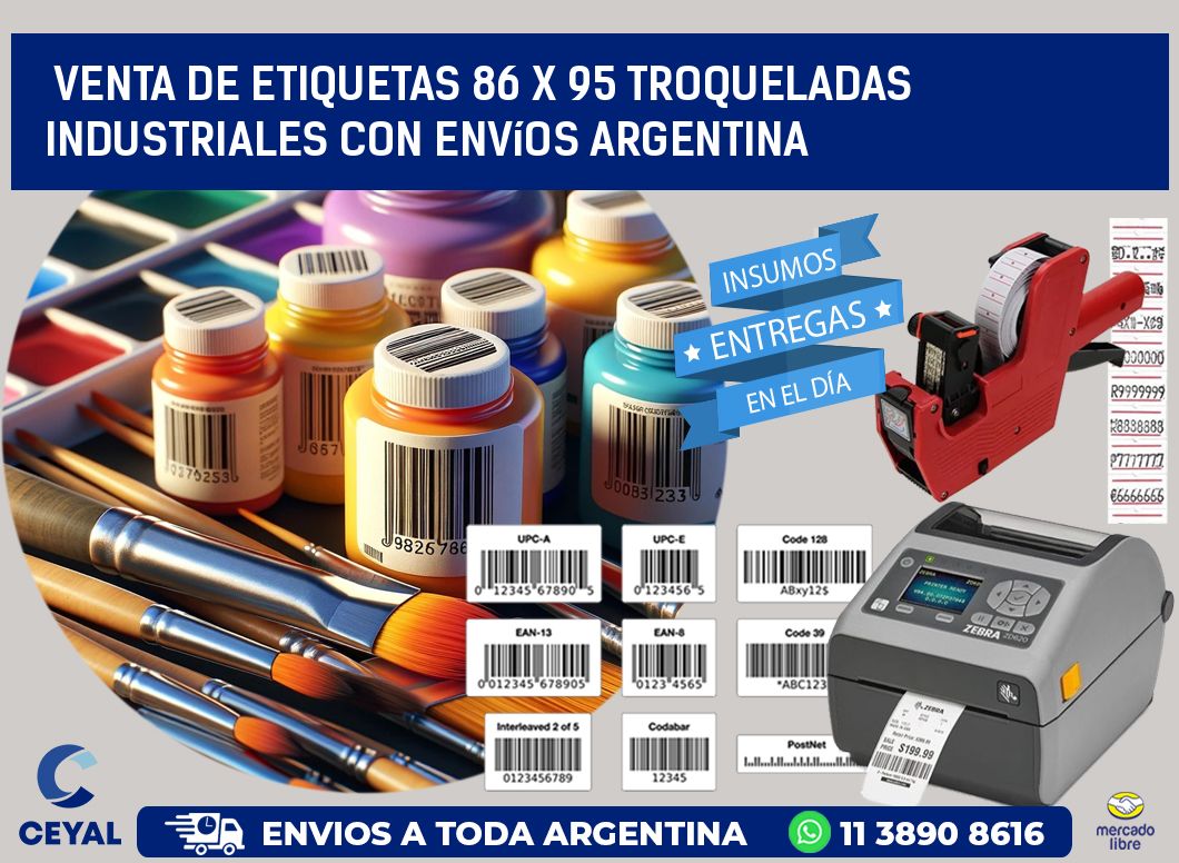 Venta de etiquetas 86 x 95 troqueladas industriales con envíos Argentina
