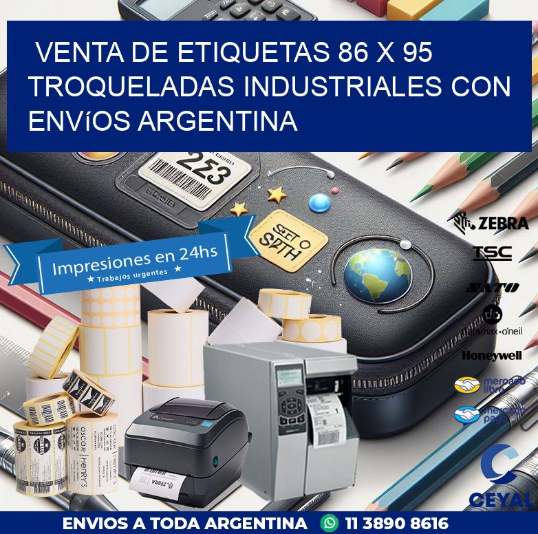Venta de etiquetas 86 x 95 troqueladas industriales con envíos Argentina