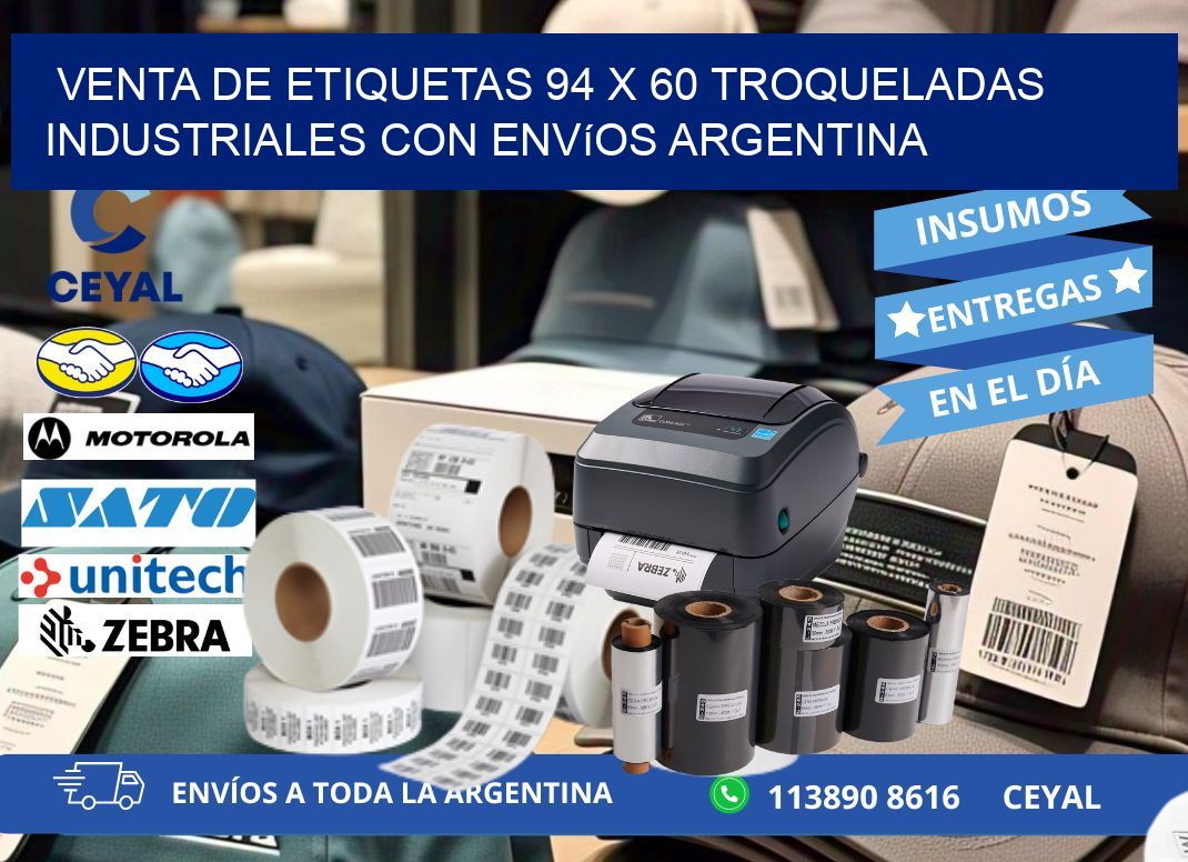 Venta de etiquetas 94 x 60 troqueladas industriales con envíos Argentina