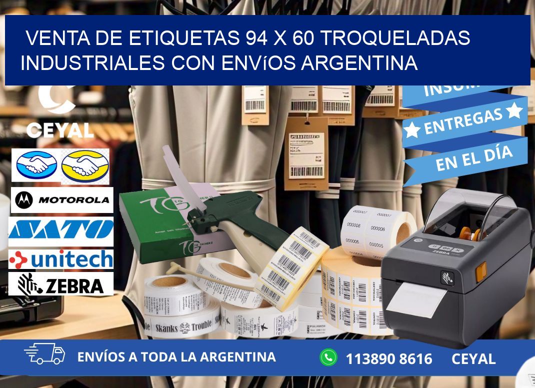 Venta de etiquetas 94 x 60 troqueladas industriales con envíos Argentina