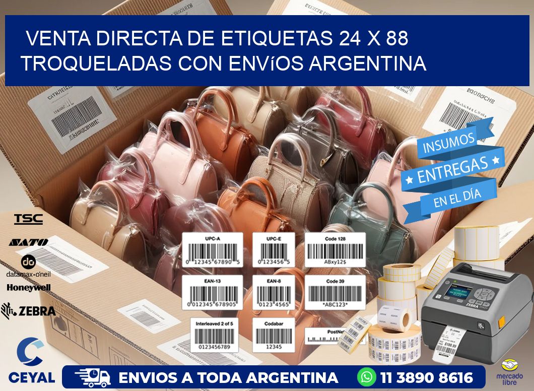 Venta directa de etiquetas 24 x 88 troqueladas con envíos Argentina
