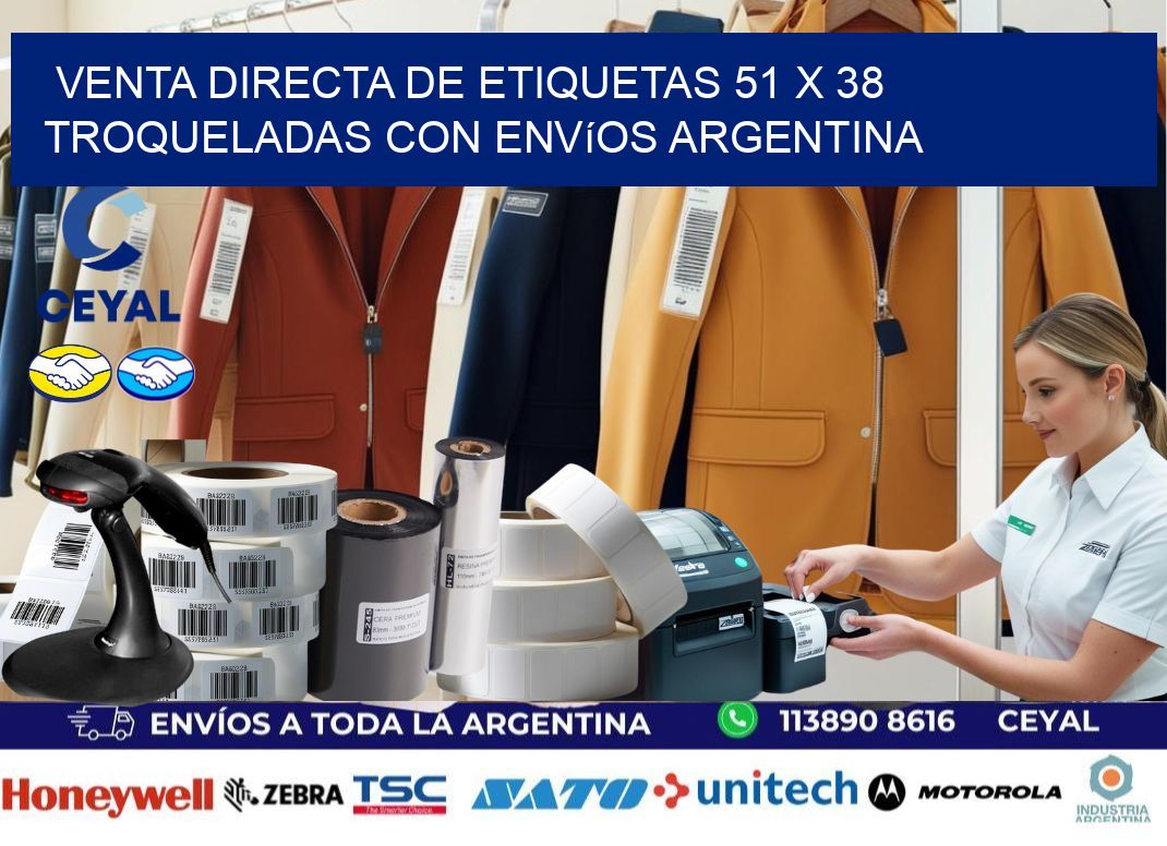 Venta directa de etiquetas 51 x 38 troqueladas con envíos Argentina