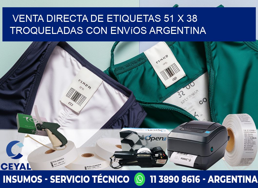 Venta directa de etiquetas 51 x 38 troqueladas con envíos Argentina