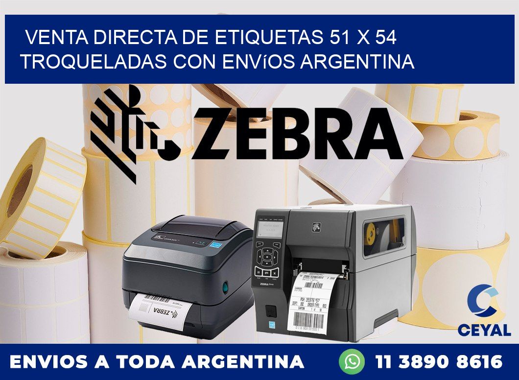 Venta directa de etiquetas 51 x 54 troqueladas con envíos Argentina