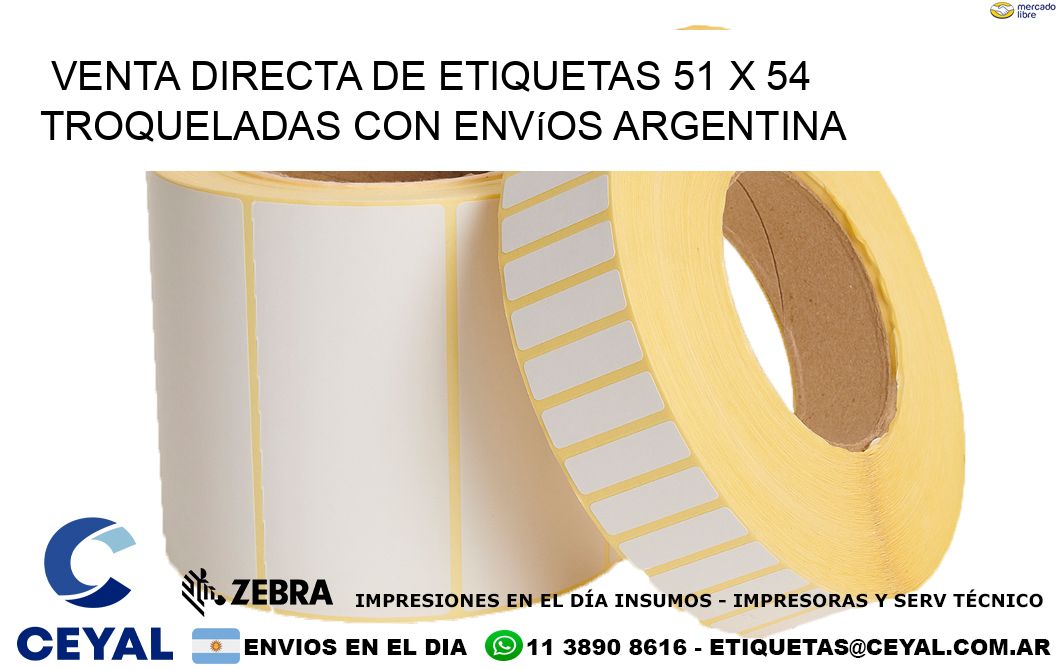 Venta directa de etiquetas 51 x 54 troqueladas con envíos Argentina