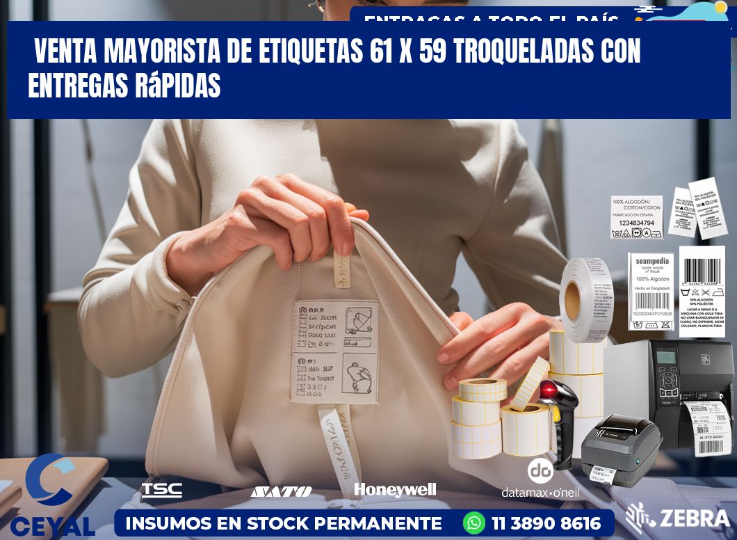 Venta mayorista de etiquetas 61 x 59 troqueladas con entregas rápidas