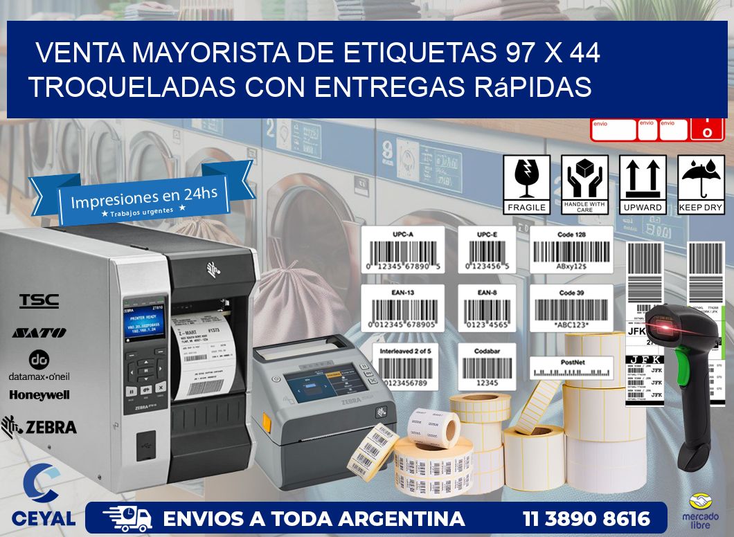 Venta mayorista de etiquetas 97 x 44 troqueladas con entregas rápidas