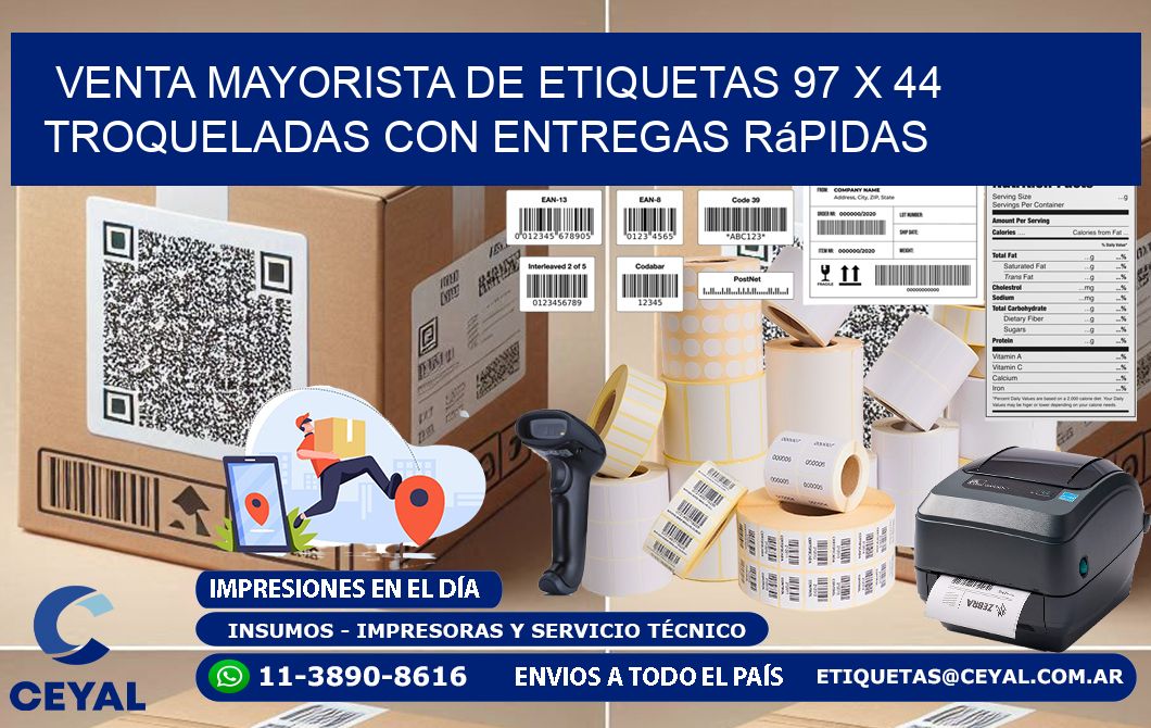 Venta mayorista de etiquetas 97 x 44 troqueladas con entregas rápidas