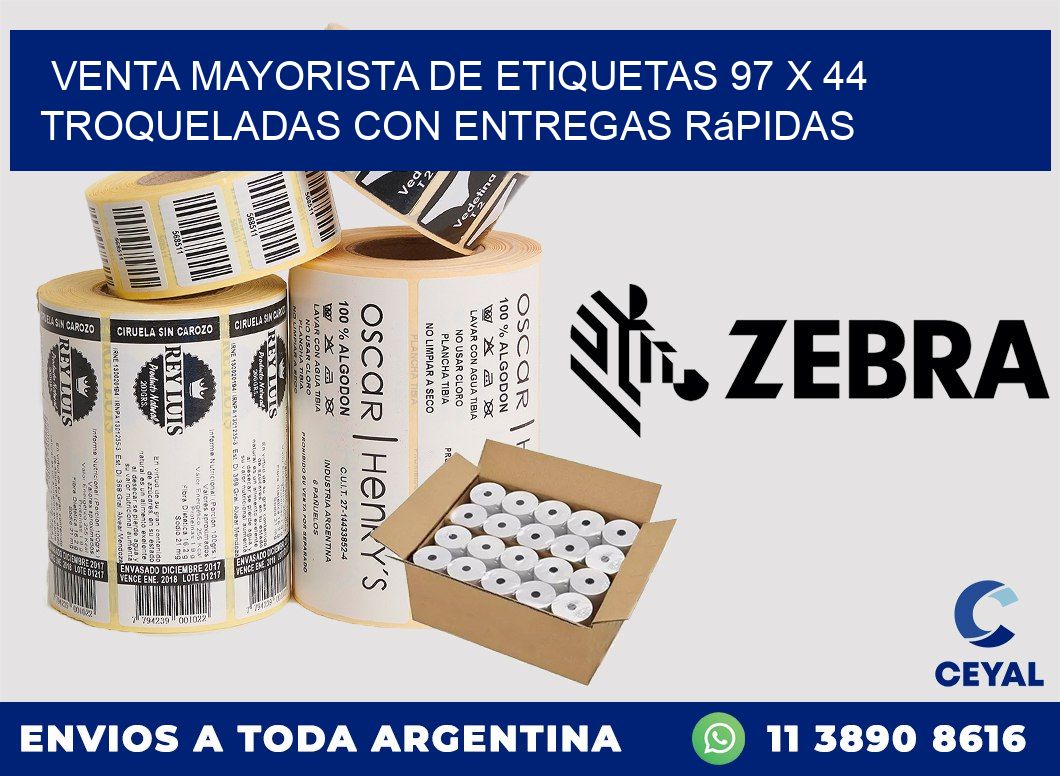 Venta mayorista de etiquetas 97 x 44 troqueladas con entregas rápidas