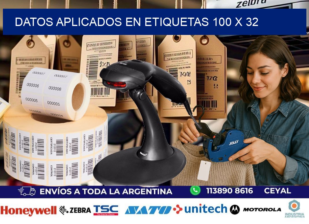 datos aplicados en etiquetas 100 x 32