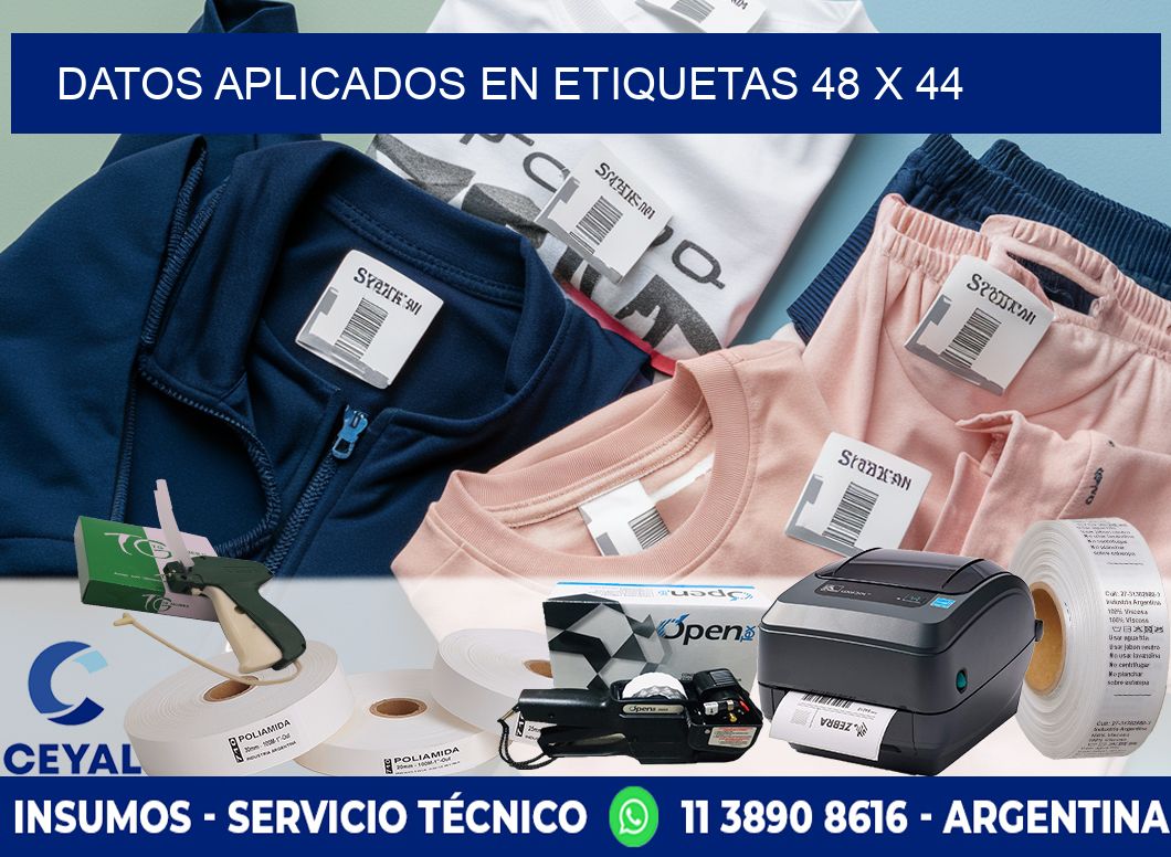 datos aplicados en etiquetas 48 x 44