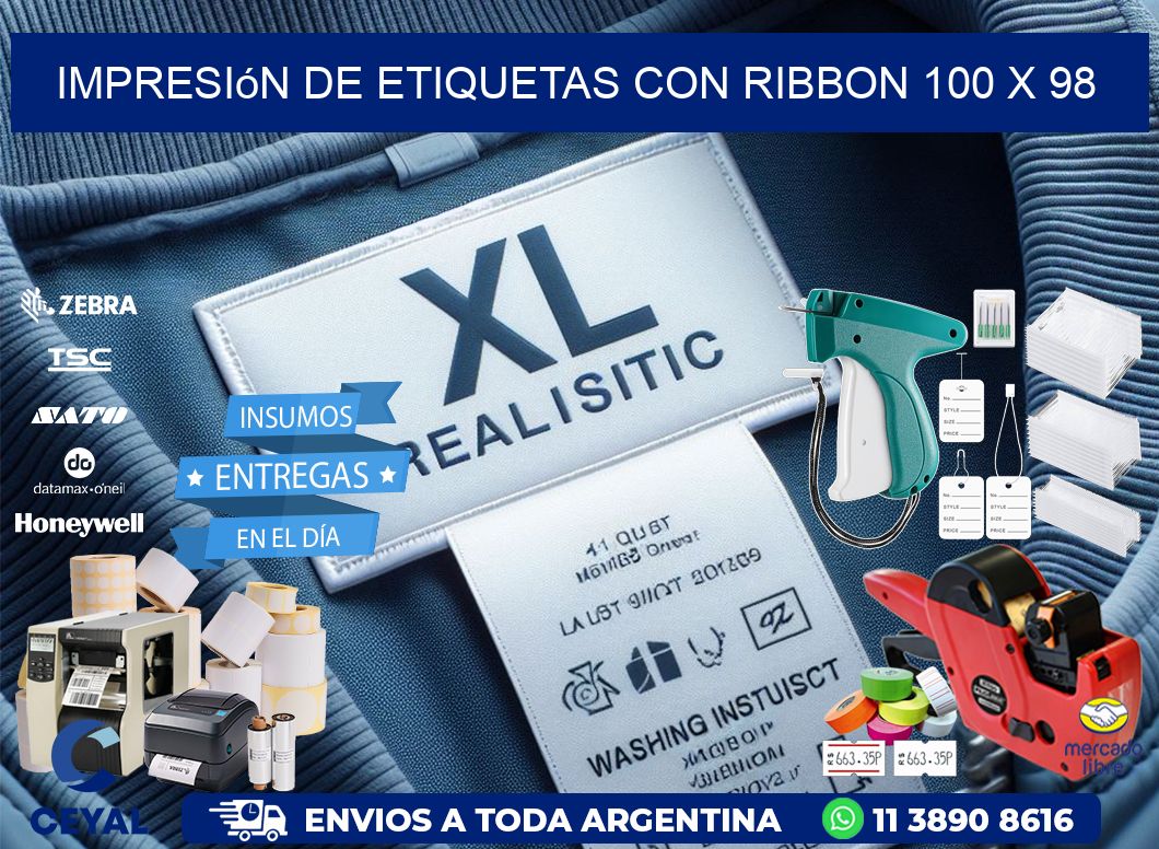 impresión de etiquetas con ribbon 100 x 98
